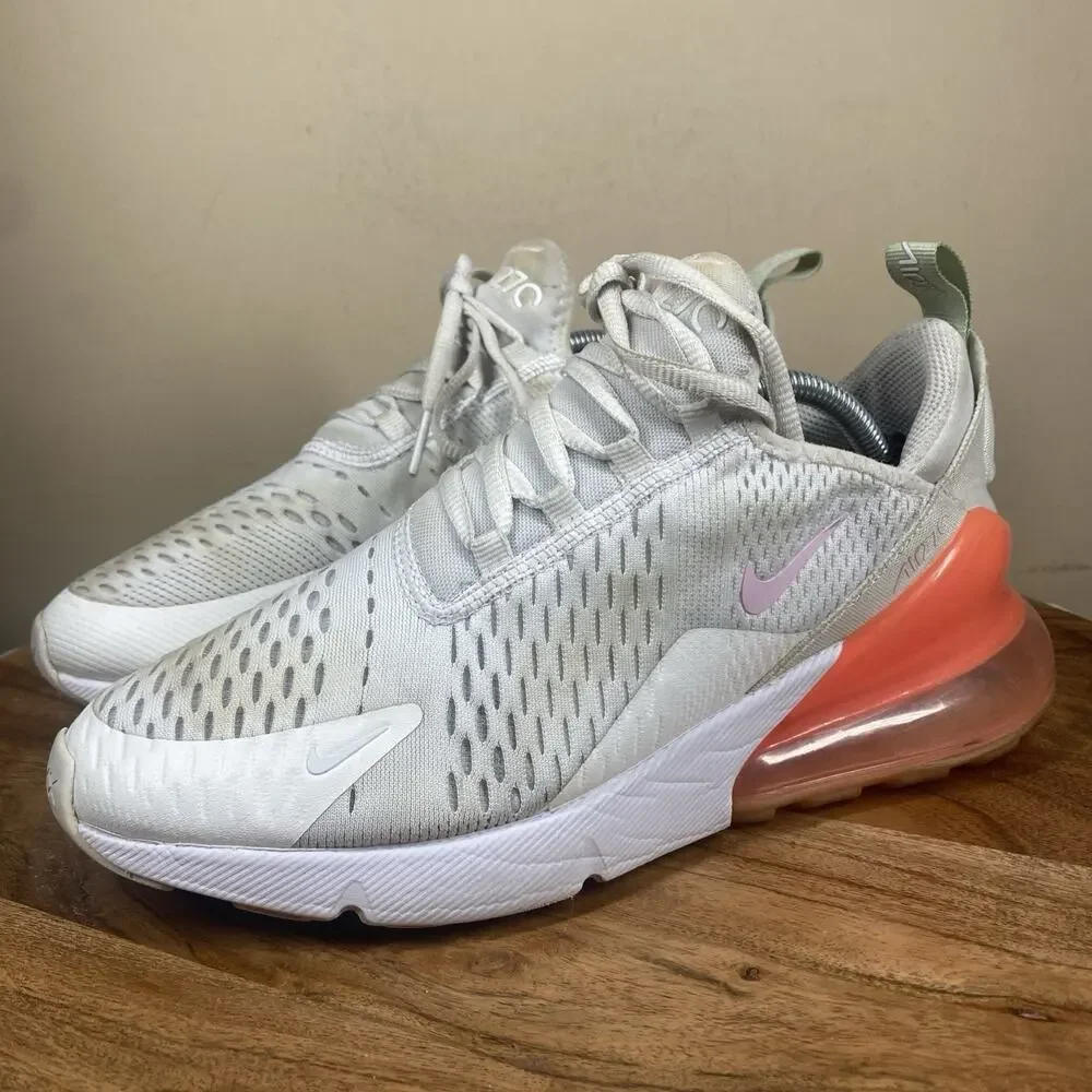 Nike Air Max 270 Womens White Orange Size 8.5 Athletic Shoes Sneakers 943345-113